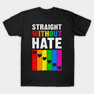 Straight Ally Pride Rainbow Hearts Lgbt T-Shirt